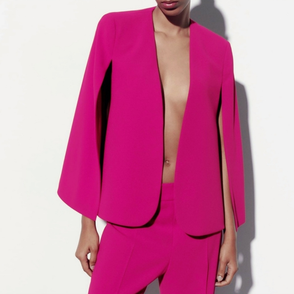 Zara 2 pieces matching set limitededition cape blazer & fluid high waist pants - Picture 5 of 12